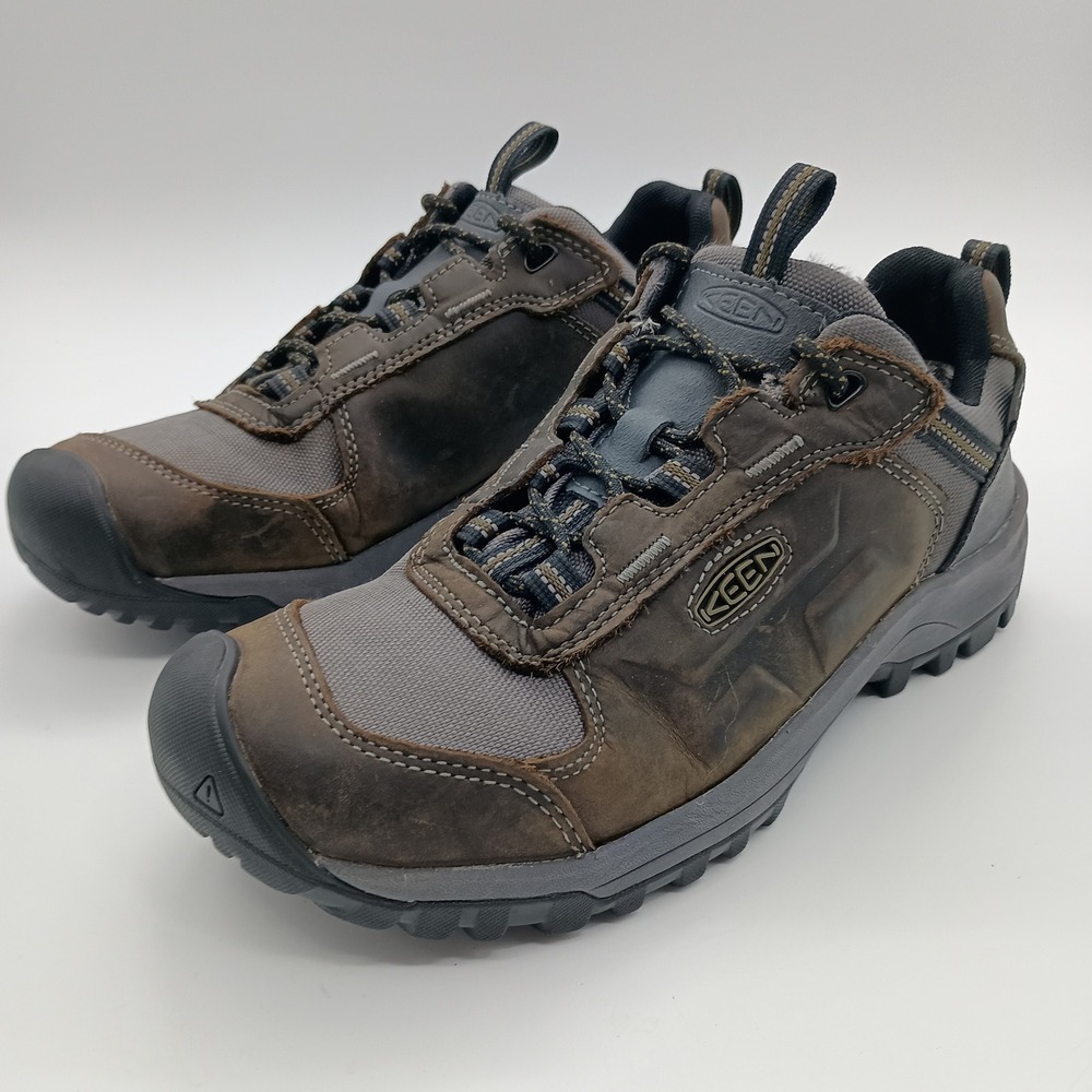 Keen Steens Waterproof Hiking Shoes Mens 9 Brown Grey Leather Low Top - Picture 3 of 11